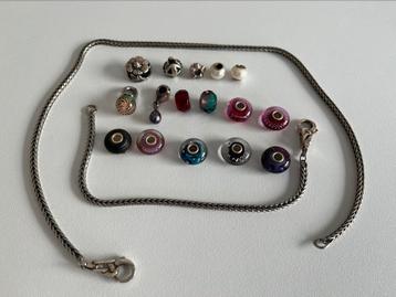 Verzameling (15 stuks) Trollbeads incl. ketting en armband beschikbaar voor biedingen