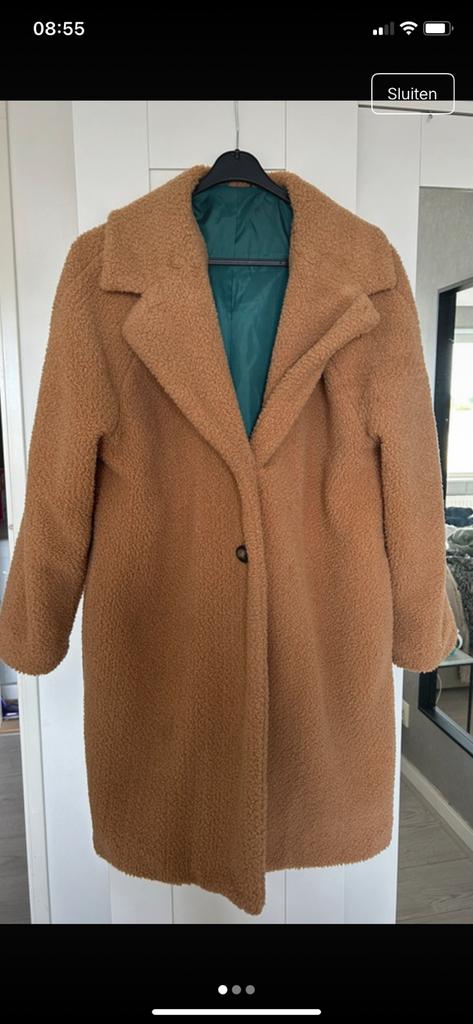 Lange bruine teddy jas XS/S, Ophalen of Verzenden, Zo goed als nieuw, Maat 34 (XS) of kleiner, Bruin