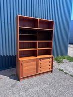 Vintage Vitrinekast teak domino boekenkast highboard, Ophalen, Gebruikt, X, 25 tot 50 cm