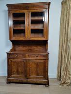 Antieke vitrinekast / bibliotheek mahonie- & notenhout, Antiek en Kunst, Ophalen of Verzenden