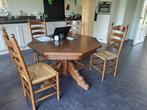 Uitschuifbare tafel met 6 boerenstoelen, Huis en Inrichting, Ophalen, Zo goed als nieuw