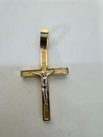 16856 Prachtig Groot 14kt Gouden Bicolor Kruis, Ophalen of Verzenden, Zo goed als nieuw, Kruis of Symbool, Goud