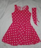 Leuk roze/wit gestipte ROCK & ROLL/ROCKABILLY jurk, Ophalen, Gebruikt, 146 t/m 152, Meisje