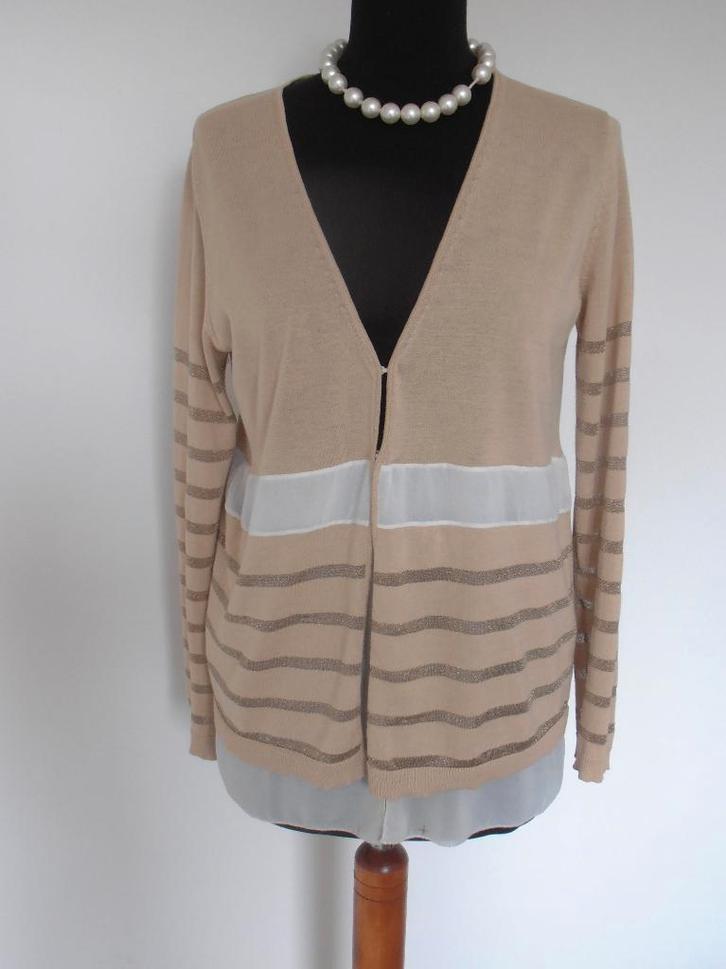 Gigue - prachtig beige met wit een brons vest - 40, Kleding | Dames, Truien en Vesten, Zo goed als nieuw, Maat 38/40 (M), Beige