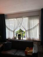 Sluier gordijnen(vitrage)en blauwe overgordijnen, Huis en Inrichting, Ophalen of Verzenden, Zo goed als nieuw