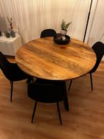 Eettafel + 4 zwarte eetkamerstoele, Ophalen, Gebruikt, Rond, Vier personen