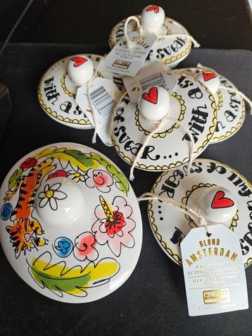 5 x Blond Amsterdam suikerpot deksels Even Bijkletsen beschikbaar voor biedingen