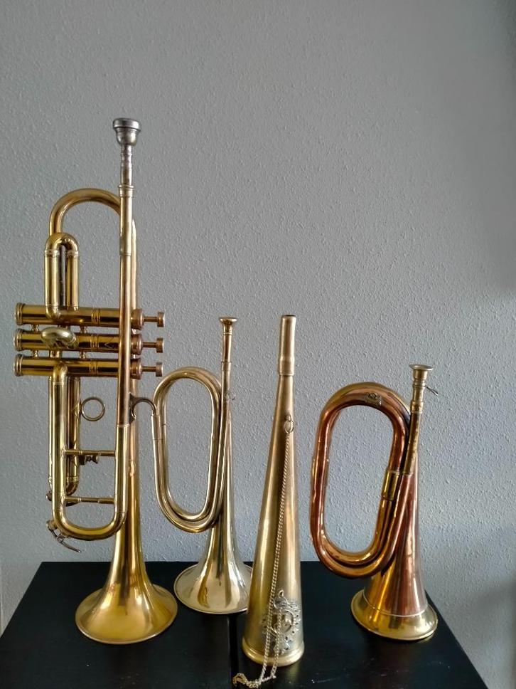 hoorns, Muziek en Instrumenten, Blaasinstrumenten | Overige, Gebruikt, Koperblazer, Ophalen