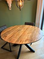 Mangohouten ronde eettafel, 130 cm, Huis en Inrichting, Tafels | Eettafels, Ophalen, 100 tot 150 cm, Rond, Zo goed als nieuw
