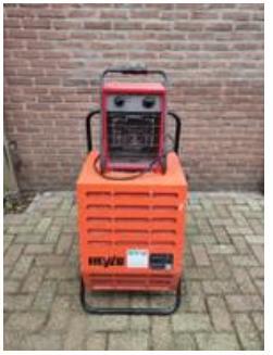Bouwdroger 50l/24h-400m3/h + kachel 3000 watt huur €50 p/w, Doe-het-zelf en Verbouw, Ventilatie en Afzuiging, Zo goed als nieuw