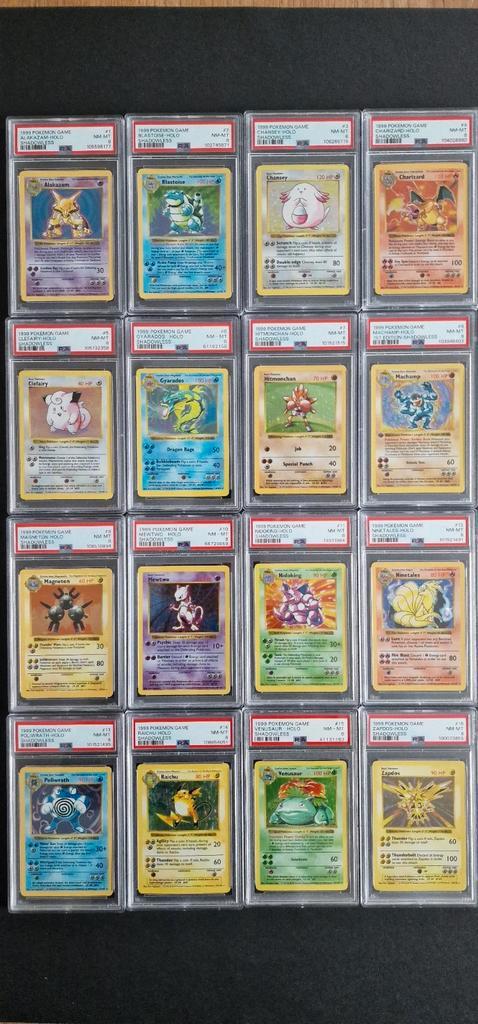 Base set Shadowless Psa 8 complete 16 Holo set., Hobby en Vrije tijd, Verzamelkaartspellen | Pokémon, Zo goed als nieuw, Ophalen