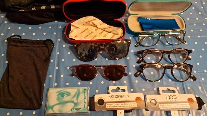 Leesbrillen, zonnebrillen, loepenbril, telescoopbril, kokers, Sieraden, Tassen en Uiterlijk, Zonnebrillen en Brillen | Dames, Zo goed als nieuw