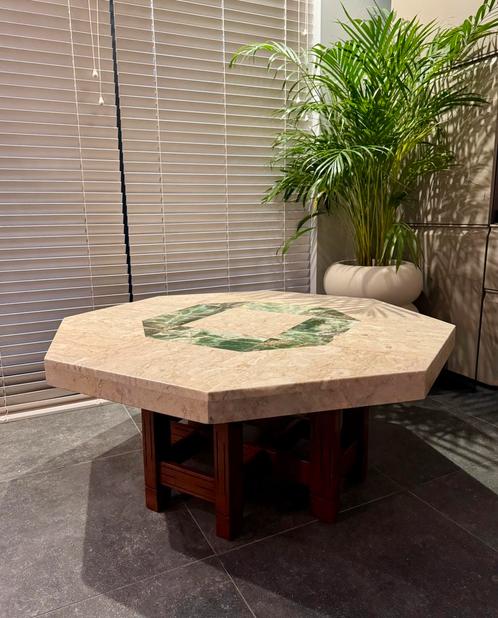 Vintage octonale salontafel (Onyx, 70’s, tafel, brutalisme), Huis en Inrichting, Tafels | Salontafels, Zo goed als nieuw, Minder dan 50 cm