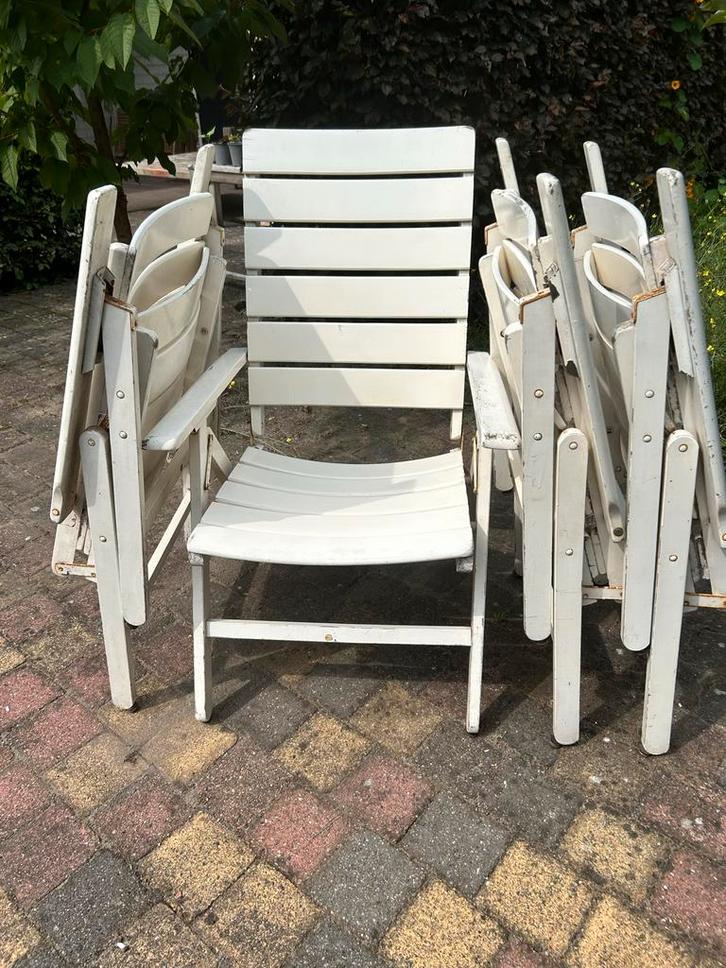 Herlag Tuinstoelen - 4 stuks hardhout., Tuin en Terras, Tuinstoelen, Gebruikt, Hout, Inklapbaar, Ophalen
