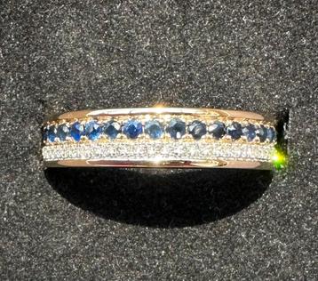 14K gouden ring met Saffieren en diamanten. Nieuw beschikbaar voor biedingen