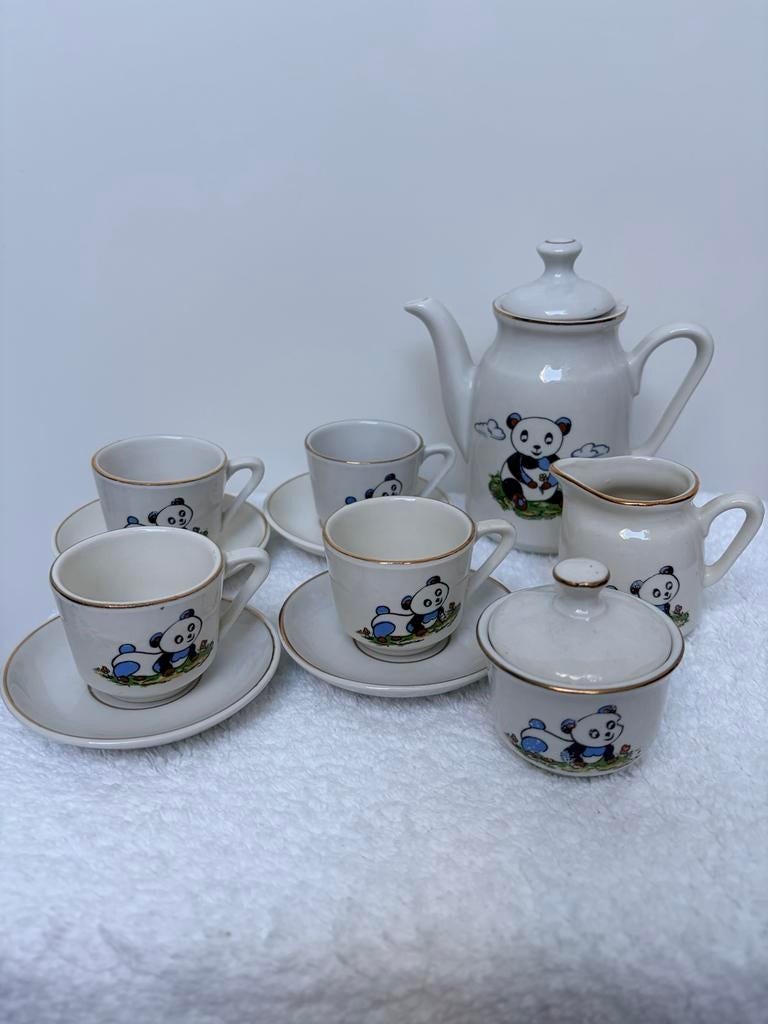 Vintage Panda kinderservies - Compleet en Schattig!, Huis en Inrichting, Keuken | Servies, Ophalen of Verzenden, Zo goed als nieuw