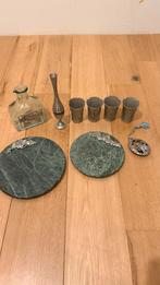 Tinnen en marmeren decoratie set, Ophalen of Verzenden, Zo goed als nieuw, Metaal, Grijs