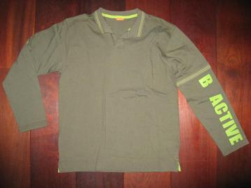 NIEUW legergroen rugbyshirt / longsleeve polo, mt 146 / 152 beschikbaar voor biedingen