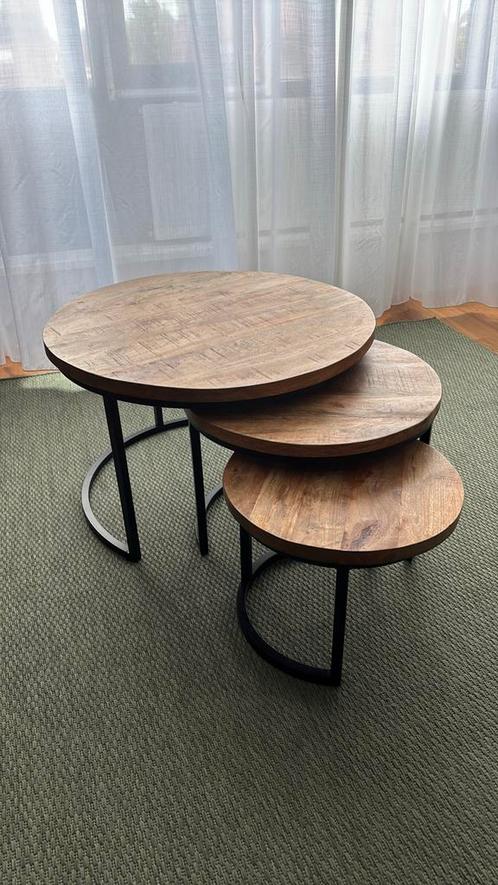 Salontafels set van 3, rond, onderschuifbaar, Huis en Inrichting, Tafels | Salontafels, Minder dan 50 cm, 50 tot 100 cm, Rond
