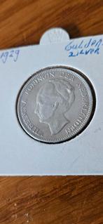 Zilveren gulden 1929 wilhelmina, Zilver, Koningin Wilhelmina, 1 gulden, Ophalen of Verzenden