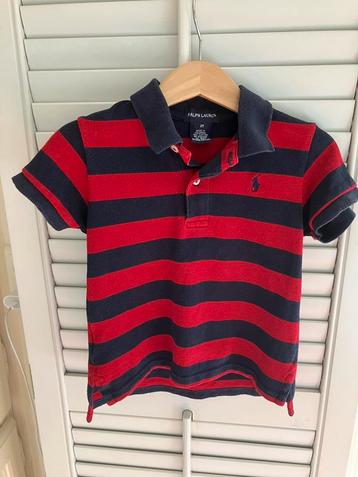 Ralph Lauren polo maat 2 blauw rood gestreept (92-98?) beschikbaar voor biedingen