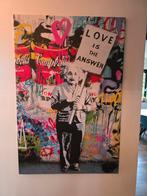 Banksy Einstein streetart popart canvas 150x100cm, Ophalen, 75 tot 100 cm, 75 cm of meer, Print