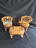 Rotan poppenhuis stoelenset, 12 cm hoog, Ophalen of Verzenden, Zo goed als nieuw, Toebehoren