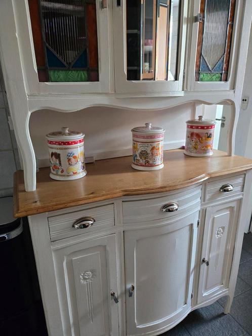 Buffetkast met glas in lood deurtjes., Huis en Inrichting, Kasten | Buffetkasten, Gebruikt, 200 cm of meer, 100 tot 150 cm, 25 tot 50 cm