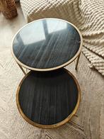 2 salontafels marmer look goud, Huis en Inrichting, Tafels | Salontafels, Ophalen, Gebruikt, 50 tot 100 cm, Rond