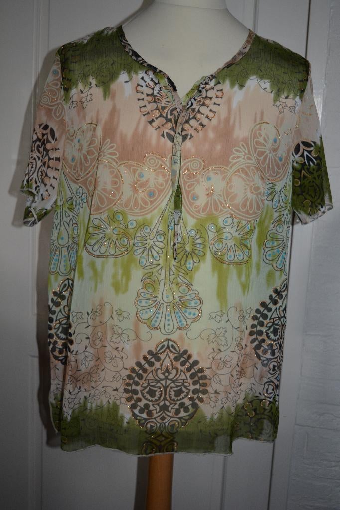 Mooi luchtig organza tuniek, maat 42/44, Kleding | Dames, Blouses en Tunieken, Maat 42/44 (L), Ophalen of Verzenden, Zo goed als nieuw