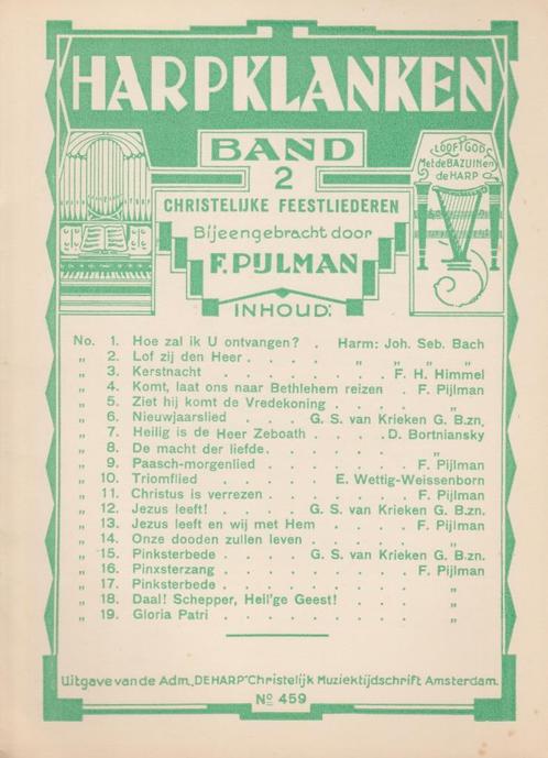 F.Pijlman - HARPKLANKEN - BAND 2, Muziek en Instrumenten, Bladmuziek, Gebruikt, Klassiek, Verzenden