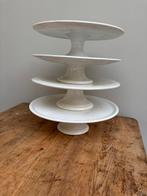 4 Oude Brocante Taartschalen - Franse Keuken Eyecatchers, Ophalen of Verzenden