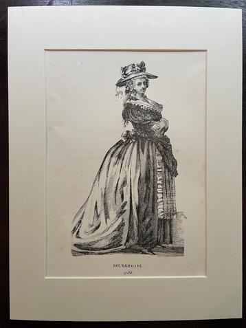 1852 Oud kostuum / Franse tekst - In leuke lijst UNIEK beschikbaar voor biedingen