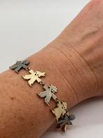 B71 Prachtige zilveren tricolor armband poppetjes, Ophalen of Verzenden, X, Goud, Zilver