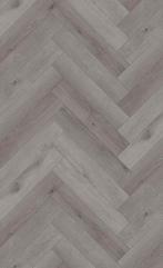 Visgraat Klik PVC Donker Grijs Met Geïntegreerde Ondervloer, Ophalen, Crème, 75 m² of meer, Overige typen