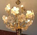 Kroonluchter bloemen met kristal Capodimonte hanglamp goud, Ophalen of Verzenden, Klassiek