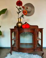 Art Deco theekastje / vitrinekastje – rond glas – eiken – ja, Antiek en Kunst, Antiek | Meubels | Kasten, Ophalen