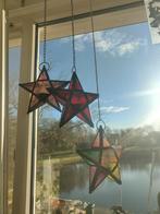 3 glas in lood raamhangers vorm ⭐⭐met waxinelichtjes houder, Antiek en Kunst, Antiek | Glas en Kristal, Ophalen of Verzenden