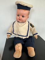 Oude shabby papier mache Navy pop 57 cm, Verzamelen, Poppen, Ophalen of Verzenden, Gebruikt, Pop