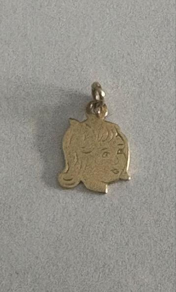 14kt gouden hanger kinderkopje meisje beschikbaar voor biedingen