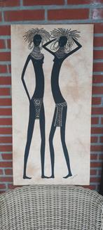 HEIDI LANGE AFRIKAANS BATIK KUNST 2 AFRIKAANSE VROUWEN 82 CM, Antiek en Kunst, Ophalen of Verzenden