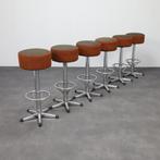 6x Bar Stool in Chrome, 1970s, Ophalen, Met voetsteun, 60 tot 90 cm, Metaal