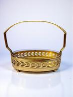 1920s Art Deco bonbonschaal + handgeslepen kristallen inzet, Schaal, Ophalen of Verzenden, Ovaal, Glas