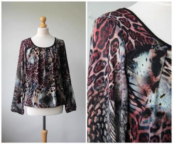 NED - leuke top in zwart / print / lange mouwen / maat L beschikbaar voor biedingen