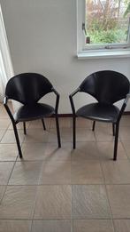 2 zwarte leren fauteuiltjes. Ophalen in Oudewater, Ophalen of Verzenden, Gebruikt, Zwart, Twee