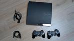 PlayStation 3 Slim + 2 controllers, Spelcomputers en Games, Spelcomputers | Sony PlayStation 3, Ophalen, Zo goed als nieuw, Met 2 controllers