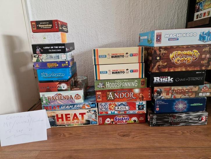 Diverse bordspellen te koop op=op, Hobby en Vrije tijd, Gezelschapsspellen | Bordspellen, Gebruikt, Ophalen of Verzenden