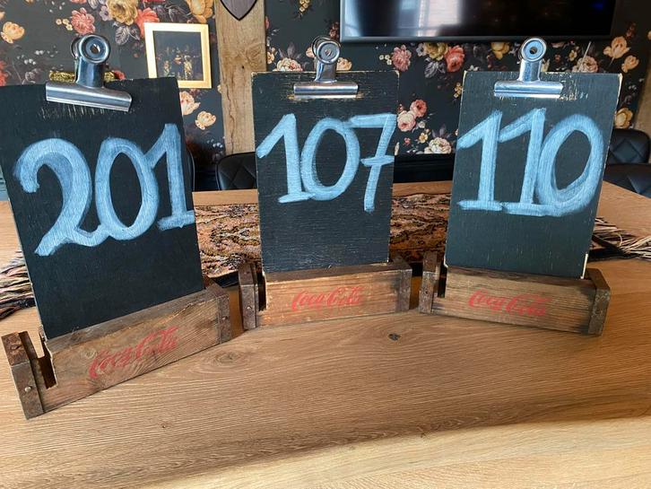 Coca Cola Menu Houders met Krijtbordje (3x), Huis en Inrichting, Woonaccessoires | Kandelaars en Kaarsen, Gebruikt, Minder dan 25 cm