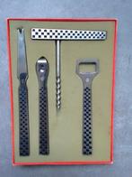 Yax bar set, vintage, 4dlg rvs en teak, geblokte vlag serie, Ophalen of Verzenden