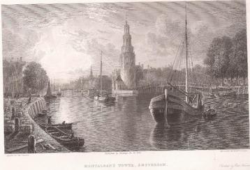 Amsterdam Montalban's Tower Staalgravure  beschikbaar voor biedingen